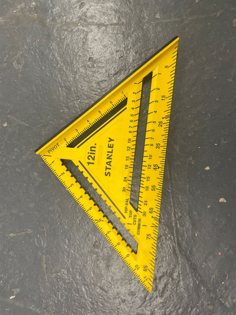 12” Rafter Square – Heavy-Duty Carpenter’s Measuring Tool Bright Yellow - 2 Available (£15 Each)