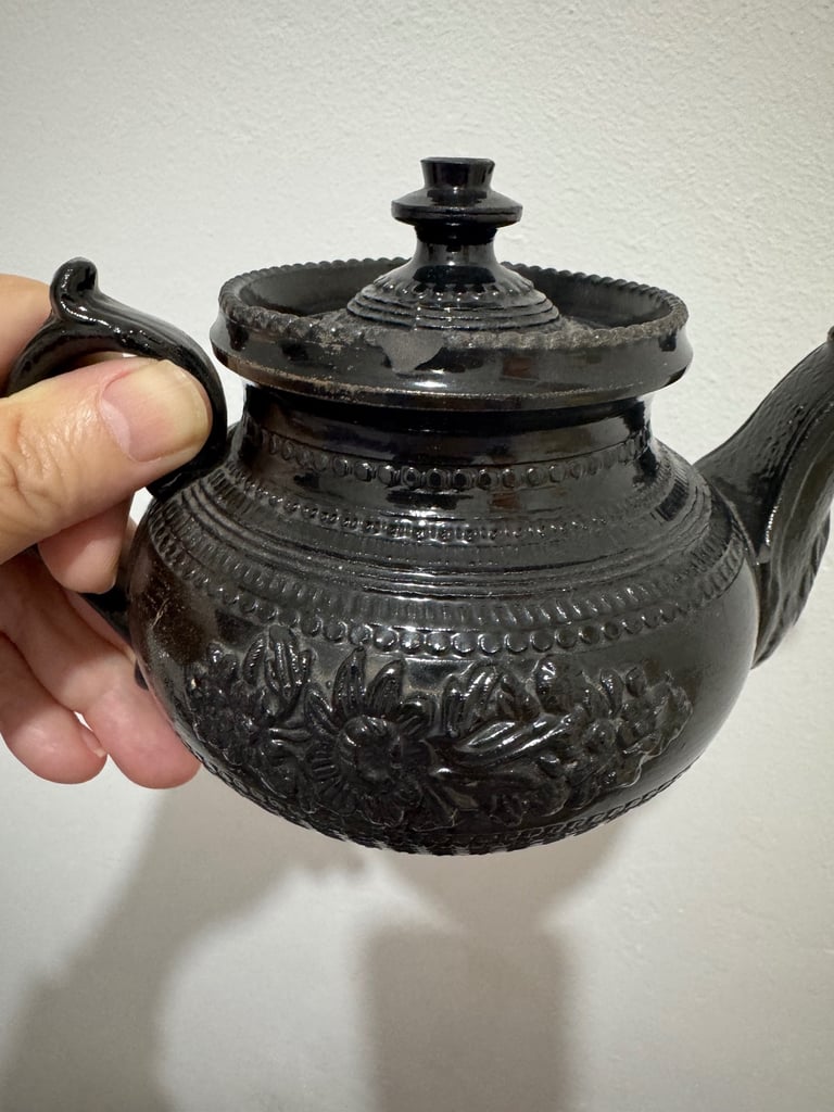 Antique black basalt tea pot