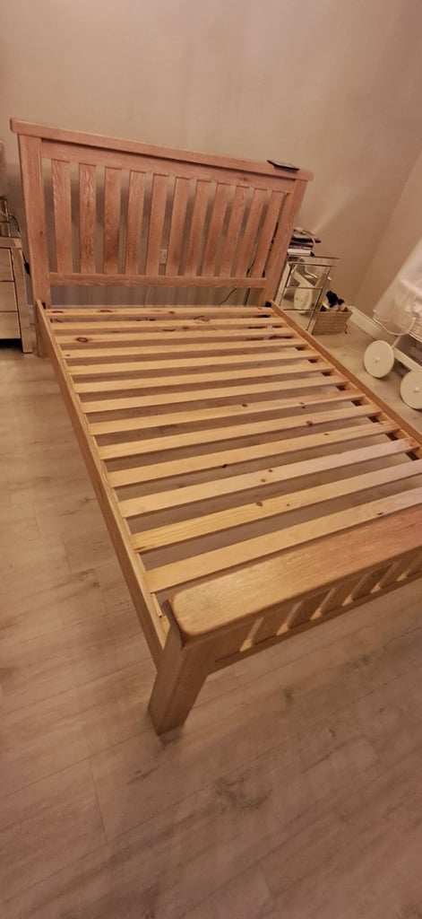 Solid oak king size bed frame