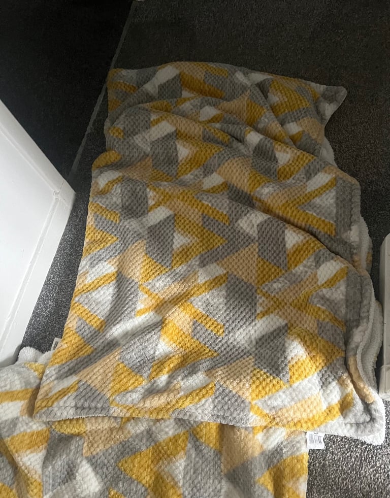 Grey / Silver / Mustard Geometric curtains cushion covers and throws