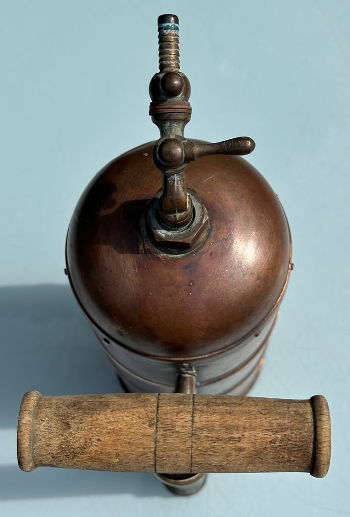 ANTIQUE FRENCH COPPER VINE SPRAYER, MURATORI PARIS GARDEN SPRAYER, H34cm - 1900s - WILL POST!