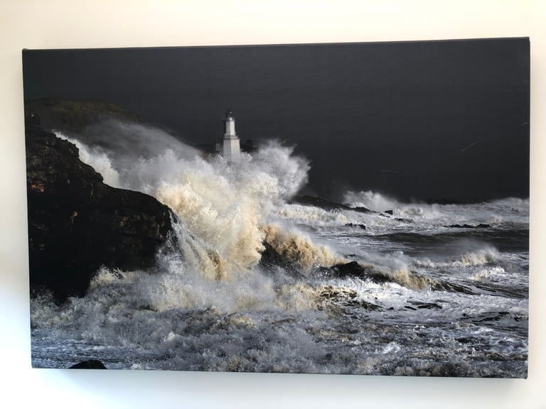 Mumbles night storm- large stunning photograph mounted on frame
