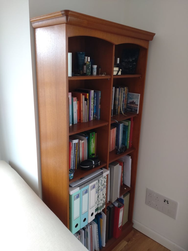 Vintage teak double bookcase display unit by Stag - adjustable shelves