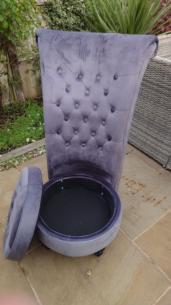 High Back Velvet Chair with Storage 
