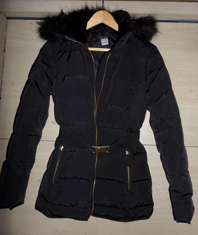image for Black padded jacket  with belt and hood