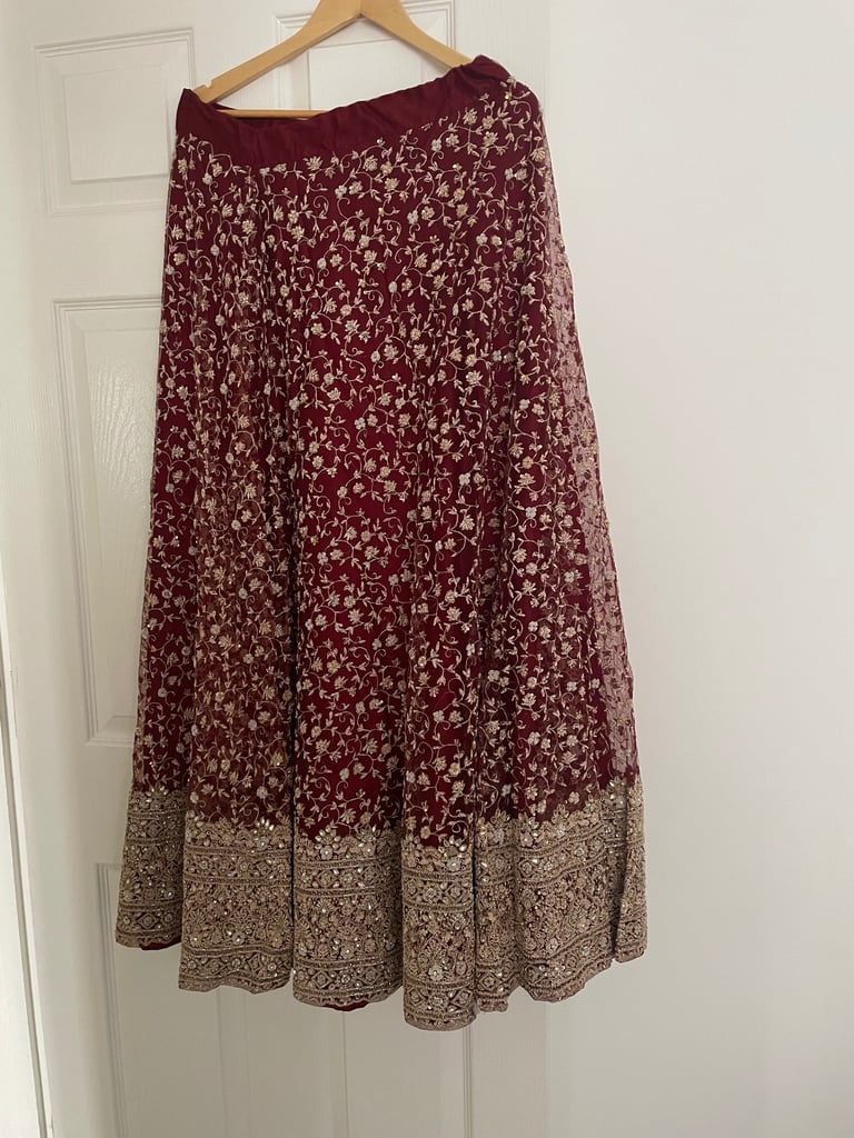 Burgundy wedding lengha