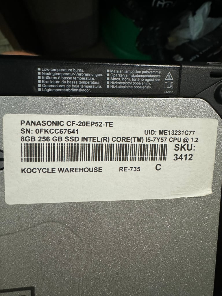 Diagnostic Kit Panasonic Toughbook Rugged Tablet SSD i5 7th Delphi Hgv