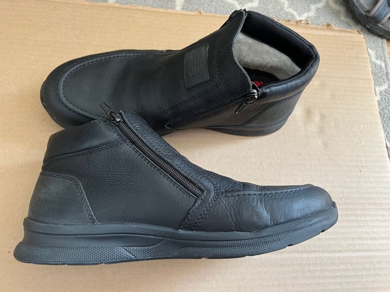 Rieker mens double zip ankle boots size 11 black vgc