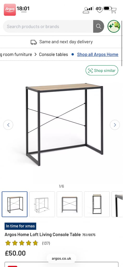 Argos Home Loft Living Console Table bargain*