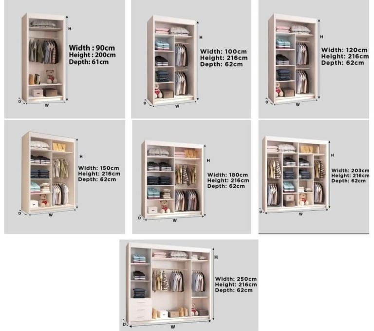 GUARANTEED PRICE- BRAND NEW 2 3 DOOR GERMAN SLIDING TWO THREE DOOR WARDROBE IN 4 COLORS *