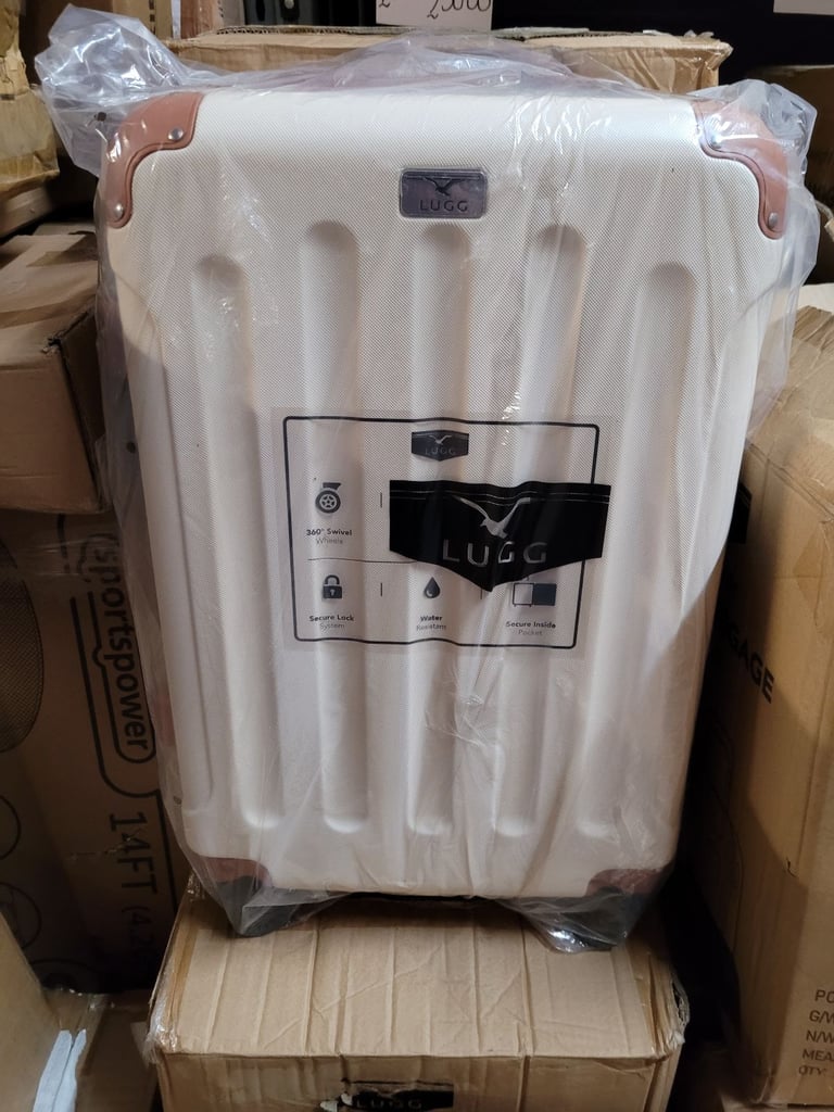 A new still boxed 2 pcs hard shell Suitcases 24inch and 20inch in cream x brown  