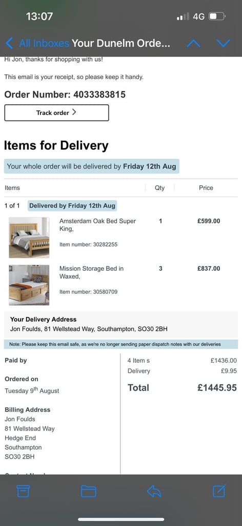 Solid Oak Super King Size Bed Frame & Mattress 