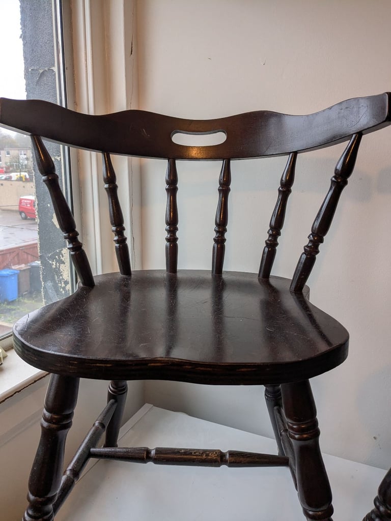 Two Wooden Windsor Style Dining Chairs 
