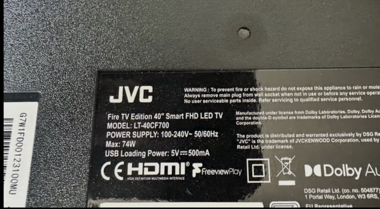 JVC Fire TV Edition 40” Smart FHD LED TV- Model LT-40CF700 