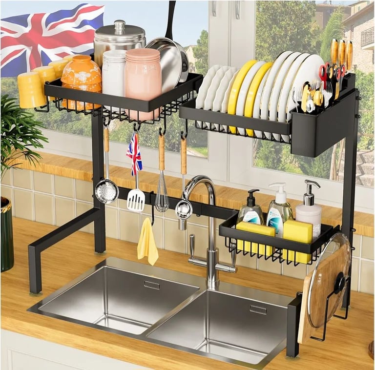 image for Retractable Iron Large Sink Dish Drying Rack, Kitchen Dish drainer