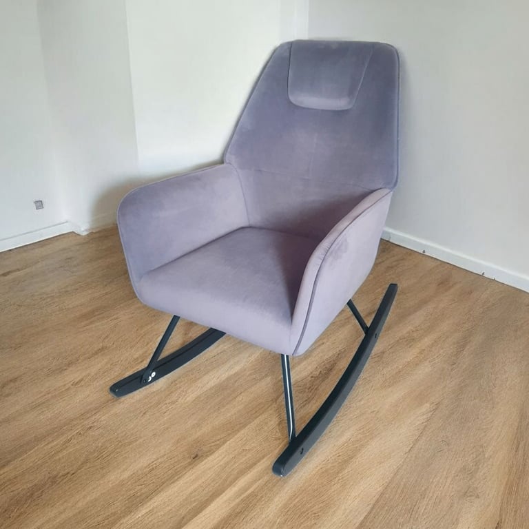 image for NEW Grey Velvet Rocking Chair
