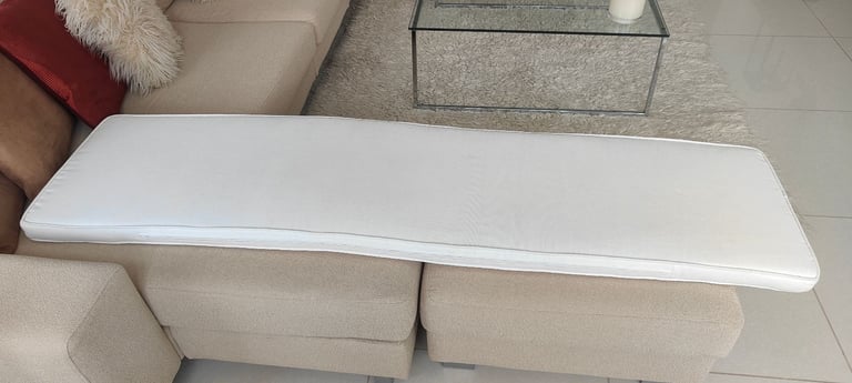 image for Bench Cushion Window Seat Cream Cotton   176 x 44 x 5cm    