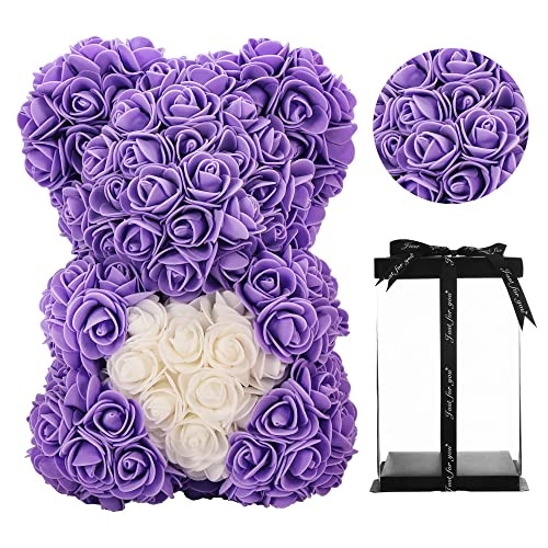 Rose Teddy Bear Gift (Purple) Size 10 Inch (100 available)