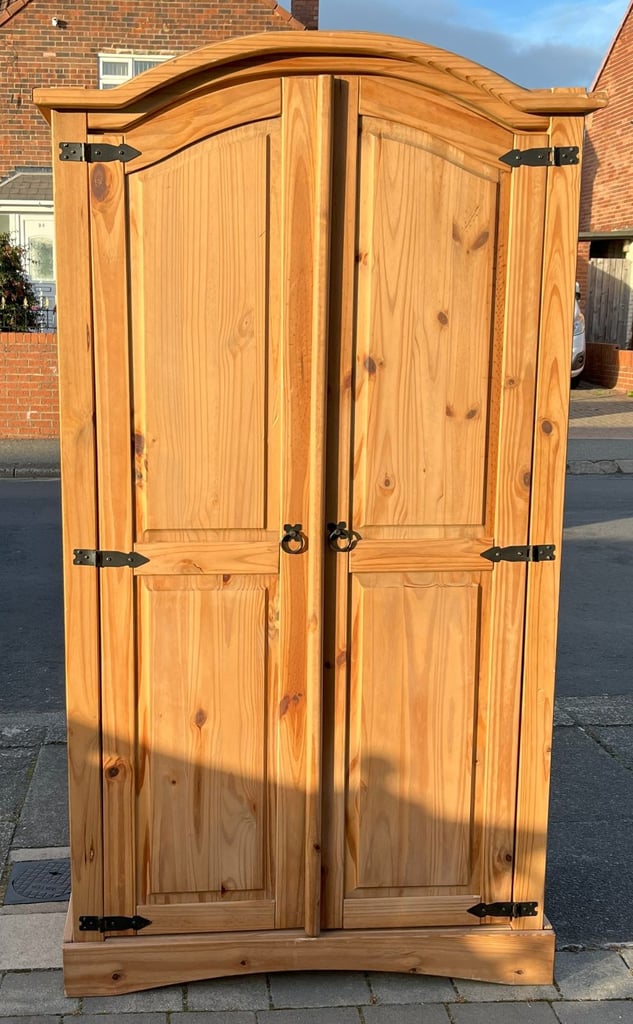 A CORONA  SOLID PINE DOUBLE WARDROBE