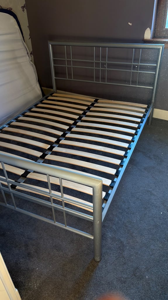 Grey metal bed frame - Double 
