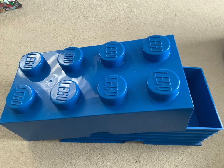 Lego Brick 8 Knob Blue Stackable Storage Box
