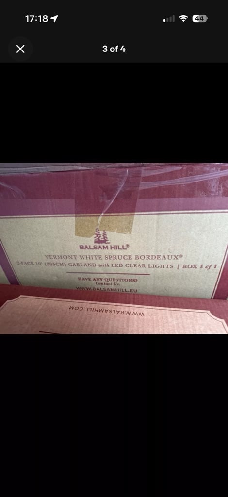 Balsam Hill Vermont White Spruce Bordeaux 10ft Pre Lit Garland 