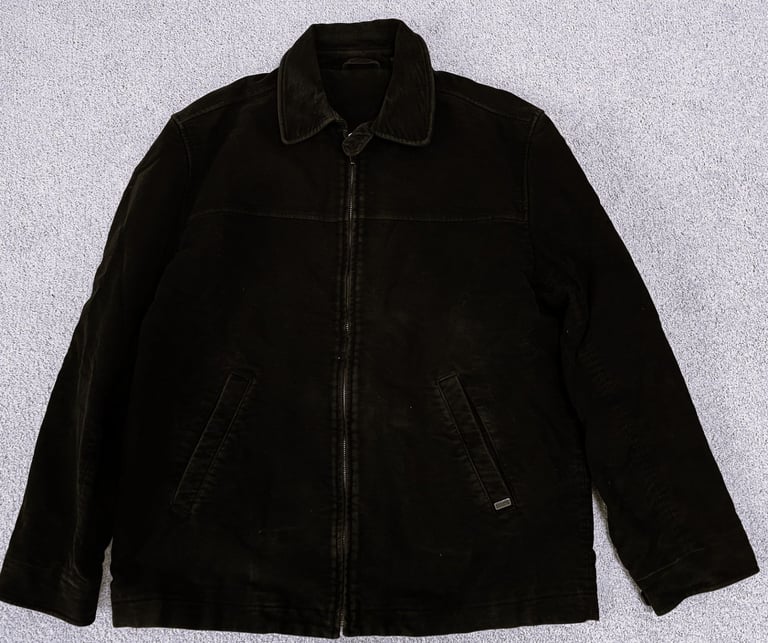 image for Maine New England black, brushed cotton, zip front, men's medium-sized jacket