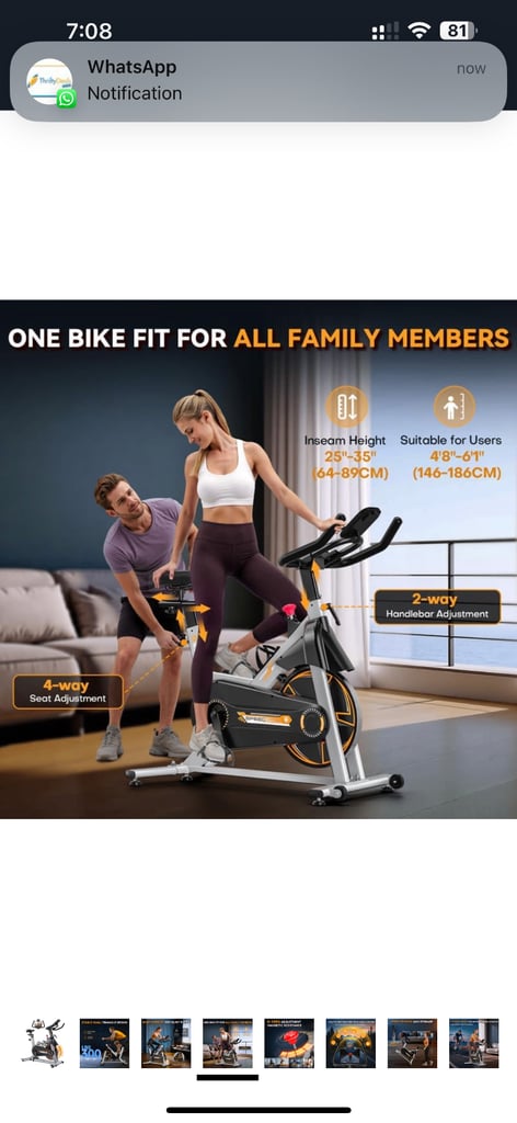 Exercise Bike, Indoor Cycling Bike/Stationary Bike for Home, Indoor Bike with Silent Belt