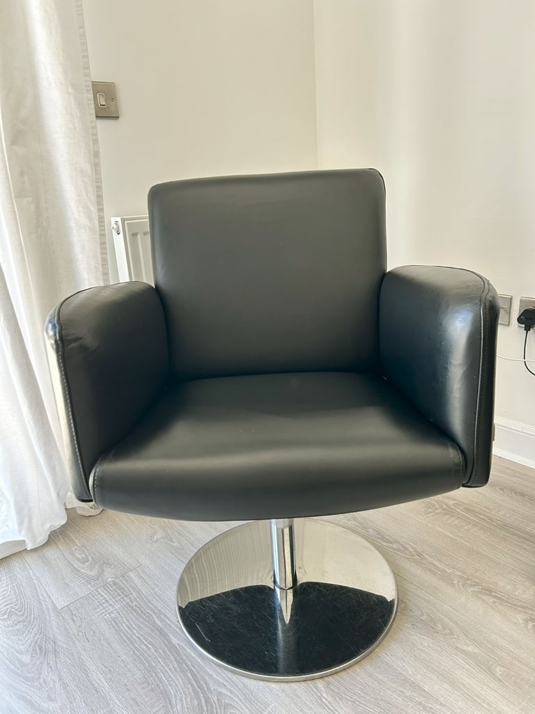 image for Black Leather Swivel / Salon Chair