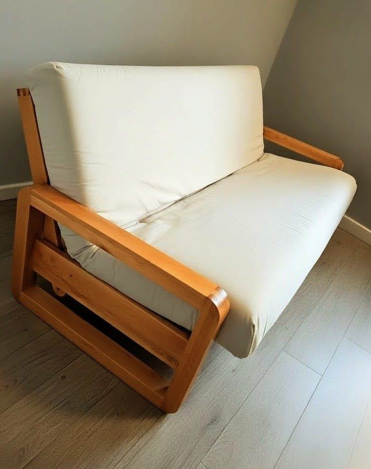 Futon Company loop curved arms aesthetically pleasing contemporary look deep profile mattress