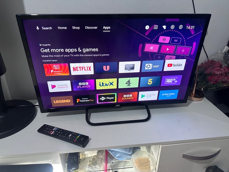 AS NEW, 32”JVC SMART ANDROID LED HDTV 
