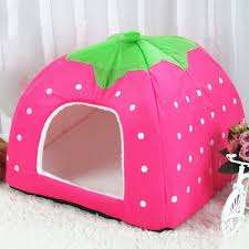 Strawberry Shaped Foldable Short Plush Pet House Nest