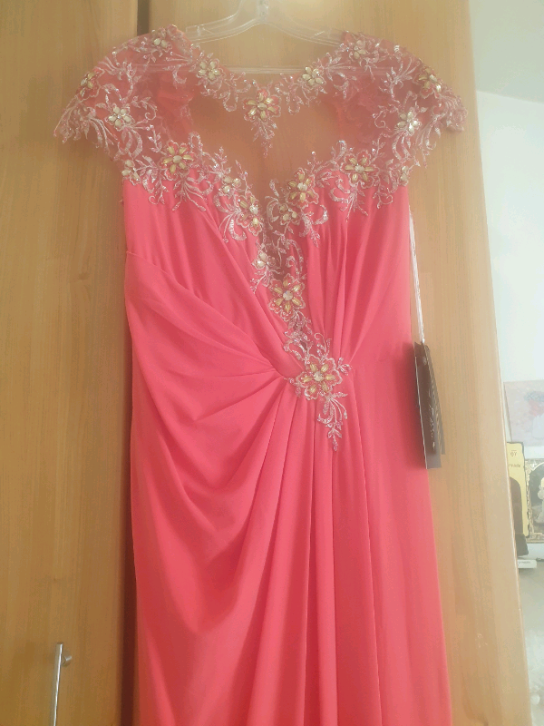 Dress size 14, coral colour jewel lining