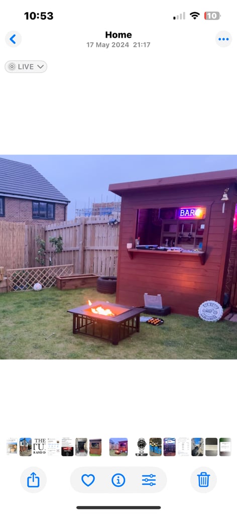 Garden Bar - Pent Shed with Hatch High Quality with Rubber Roof - Optics - Great for BBQ’s