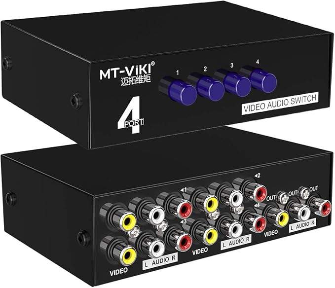 image for AV RCA Switch Box 4 way, MT-ViKI Audio Video Switcher 