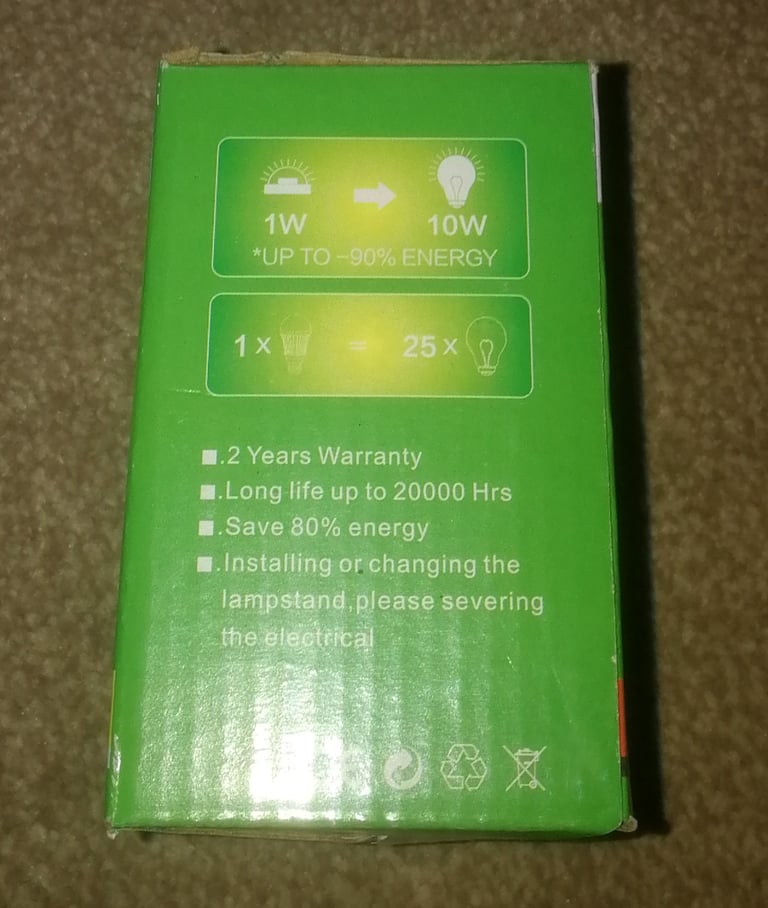 4 X 7W LED Light Bulbs B22 Bayonet Fitting Non Dimmable 6.5cm Diameter x 10cm