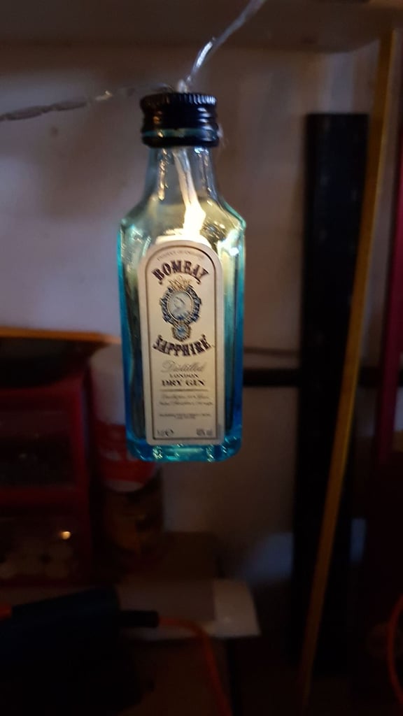 Gin bottle Fairy light string battery operated, made from Gin miniature bottles