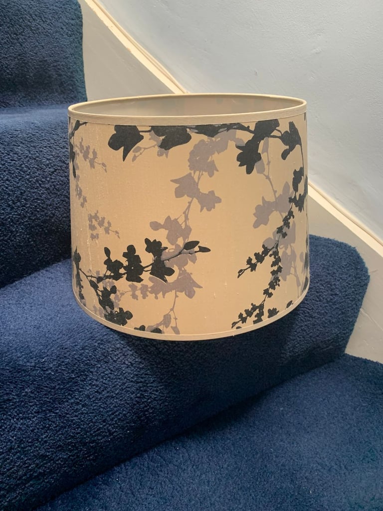 Lampshade with Black and Silver Leaf Pattern