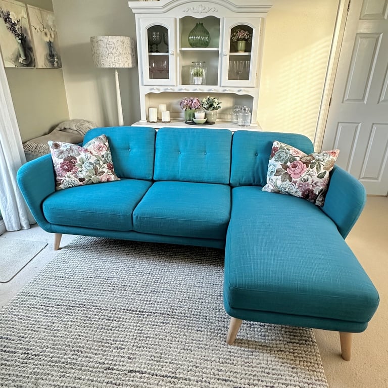 image for John Lewis Arlo Chaise Sofa, Teal, Excellent Condition. Can Deliver