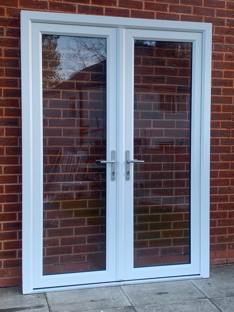 UPVC DOUBLE GLAZED FRENCH PATIO DOOR & KEYS 155.5cm WIDE 214cm HIGH Can Deliver