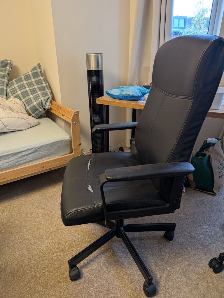 image for IKEA swivel office chair with armrest, black