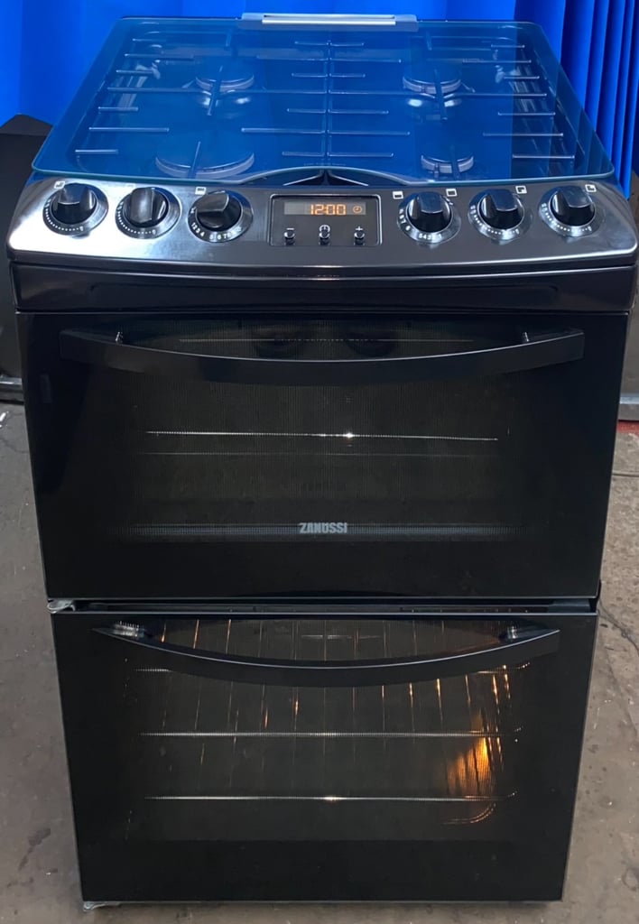 image for Zanussi ZacG63330BA 60cm Double Oven Gas Cooker - Black 