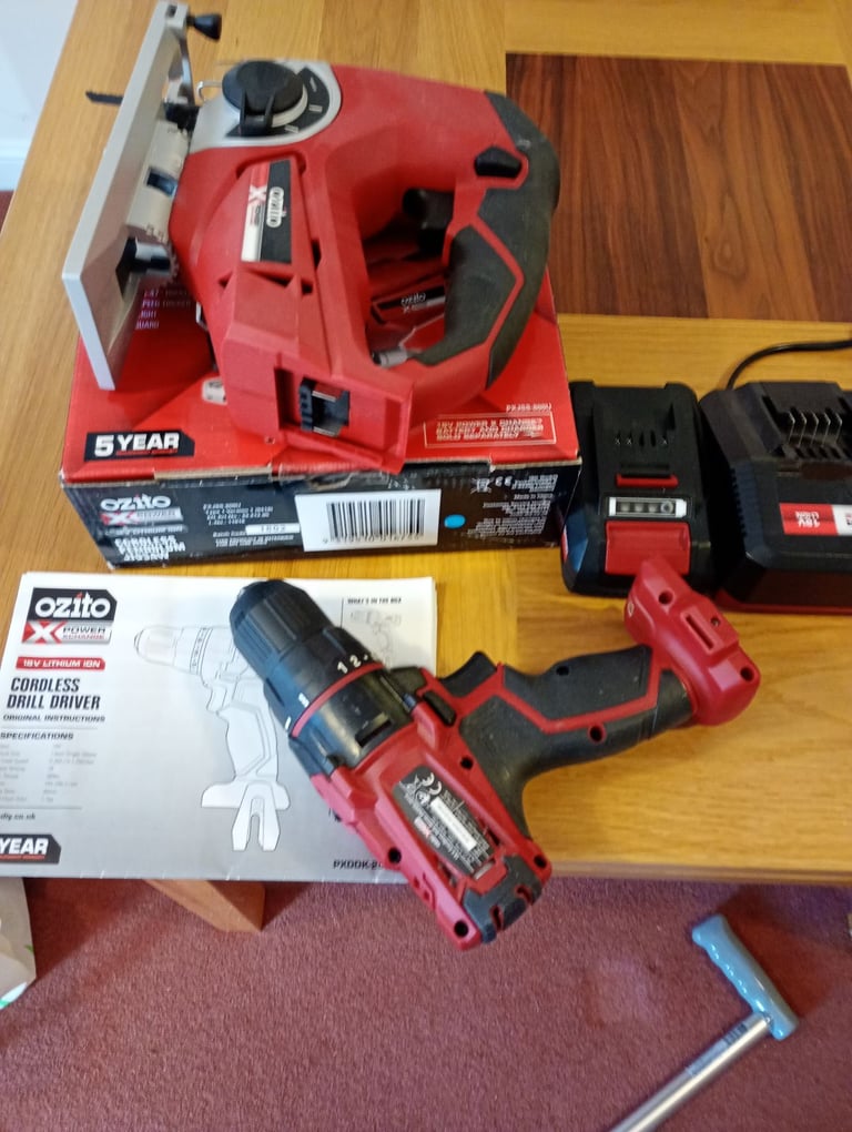image for Ozito cordless pendulum jigsaw and cordless drill driver 