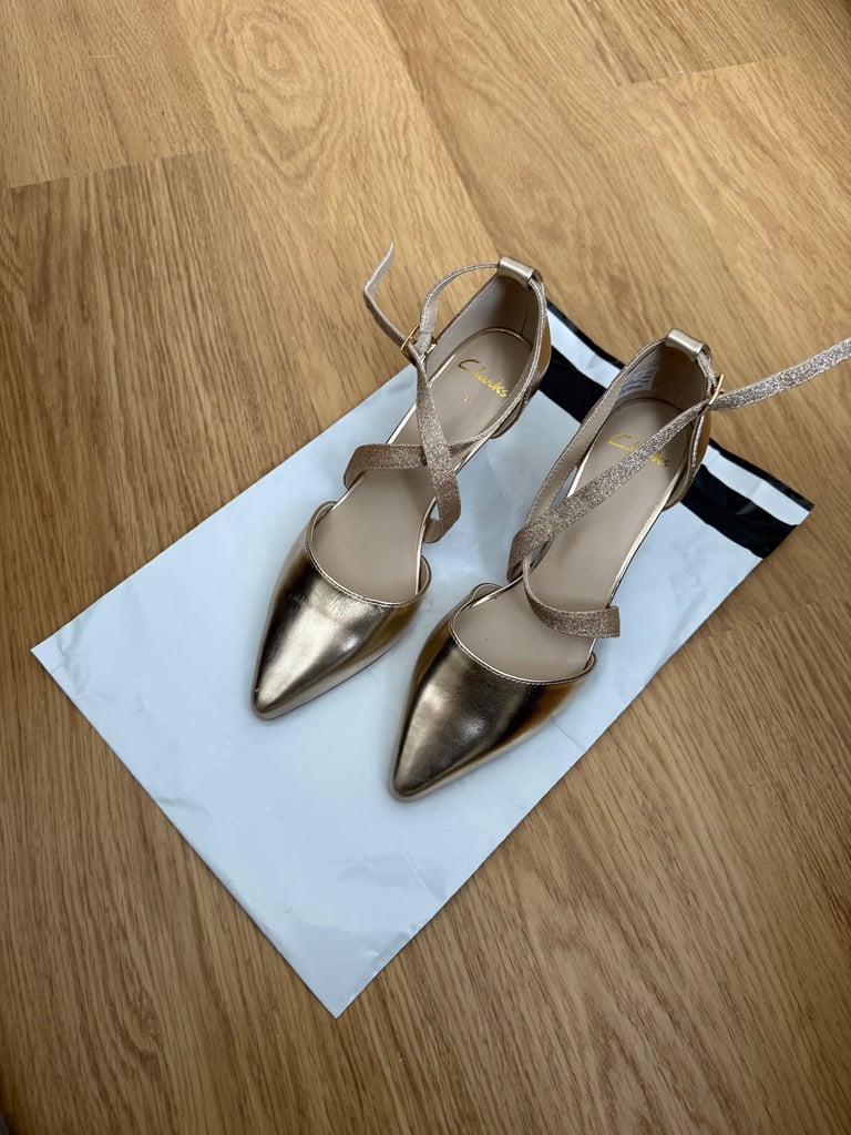 image for Clarks gold coloured pointed heels 