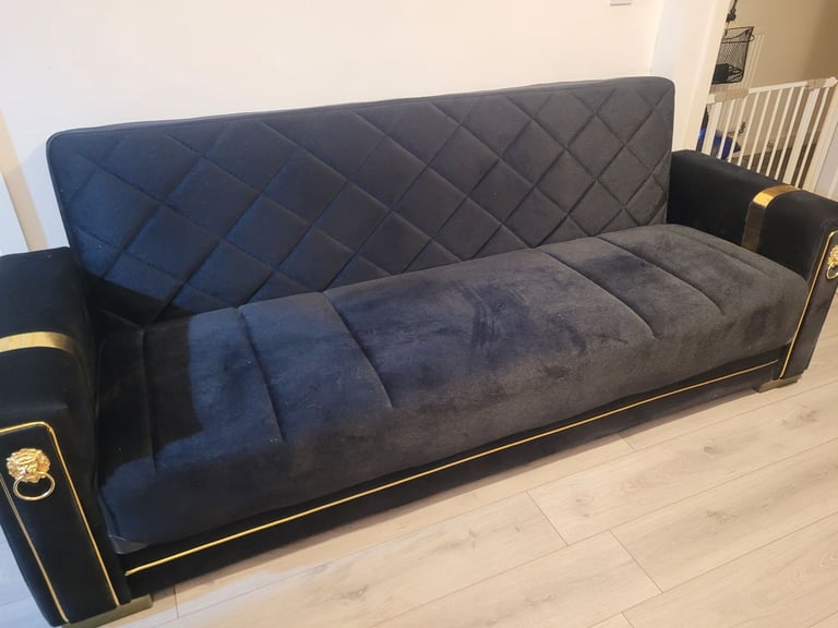 Black and gold sofa bed like new bargain £160