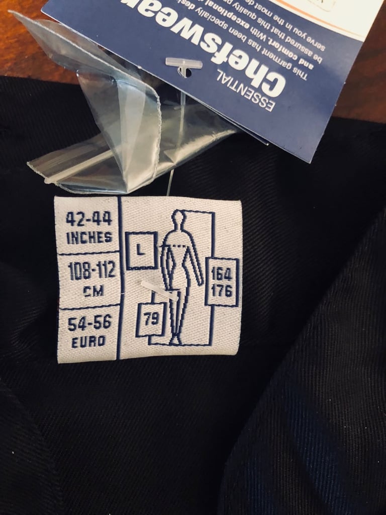 image for New black chef jacket， banquet coat， full sleeves ，size ： Large （42-44） inches 