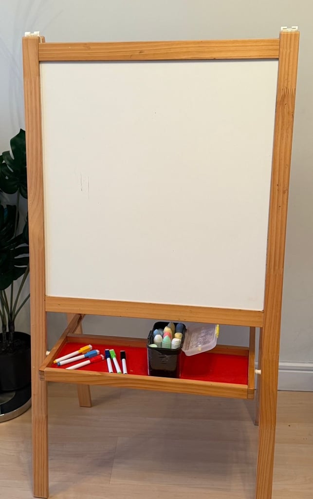 image for Kids Wooden Easel – Chalkboard & Whiteboard