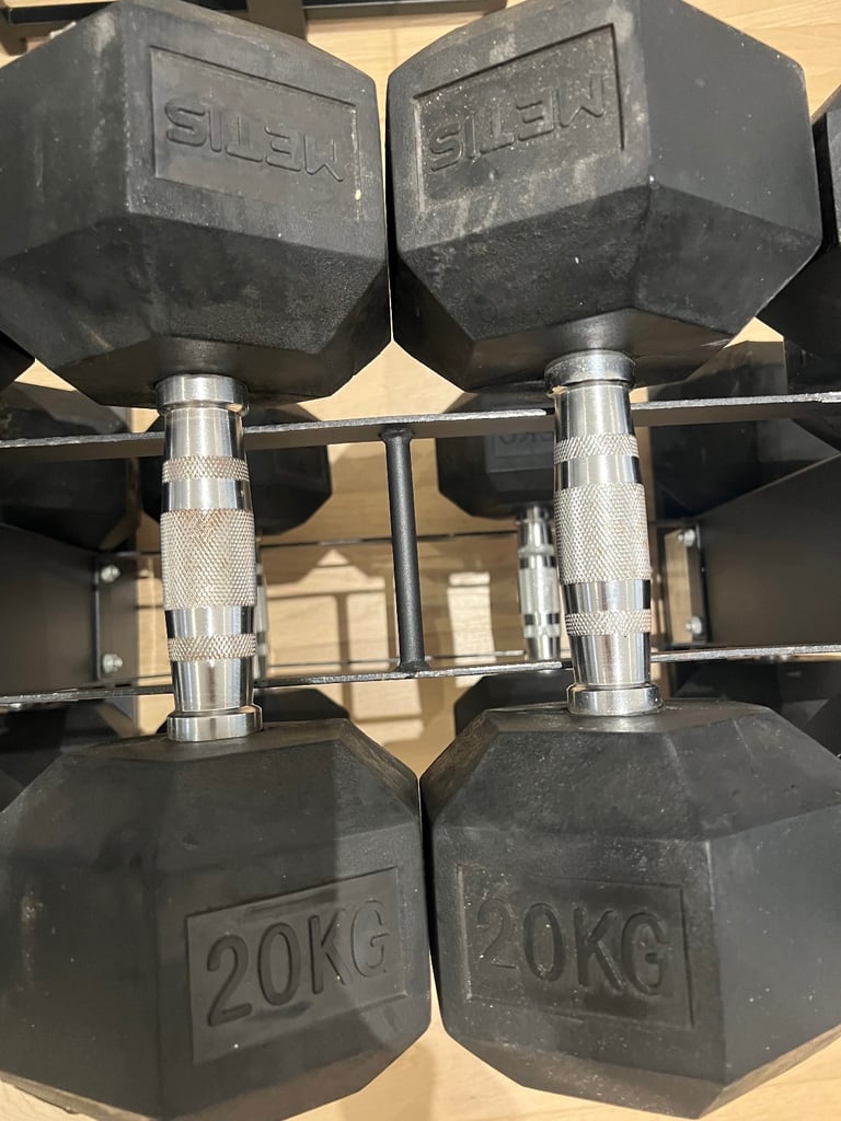 image for 20kg Rubber Hex Dumbbells 