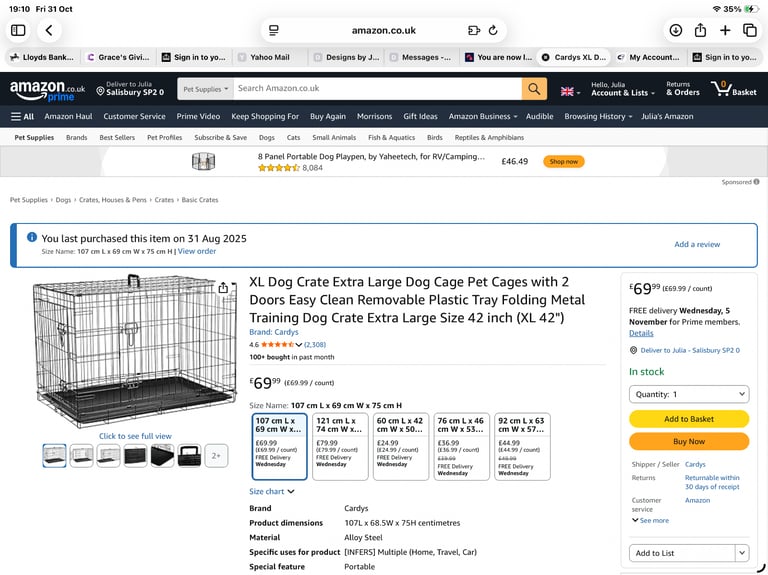 Dog cages for sale one XL and one Large .