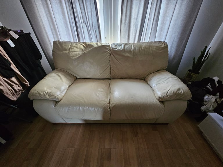 image for Cream 2 seater Leather sofa